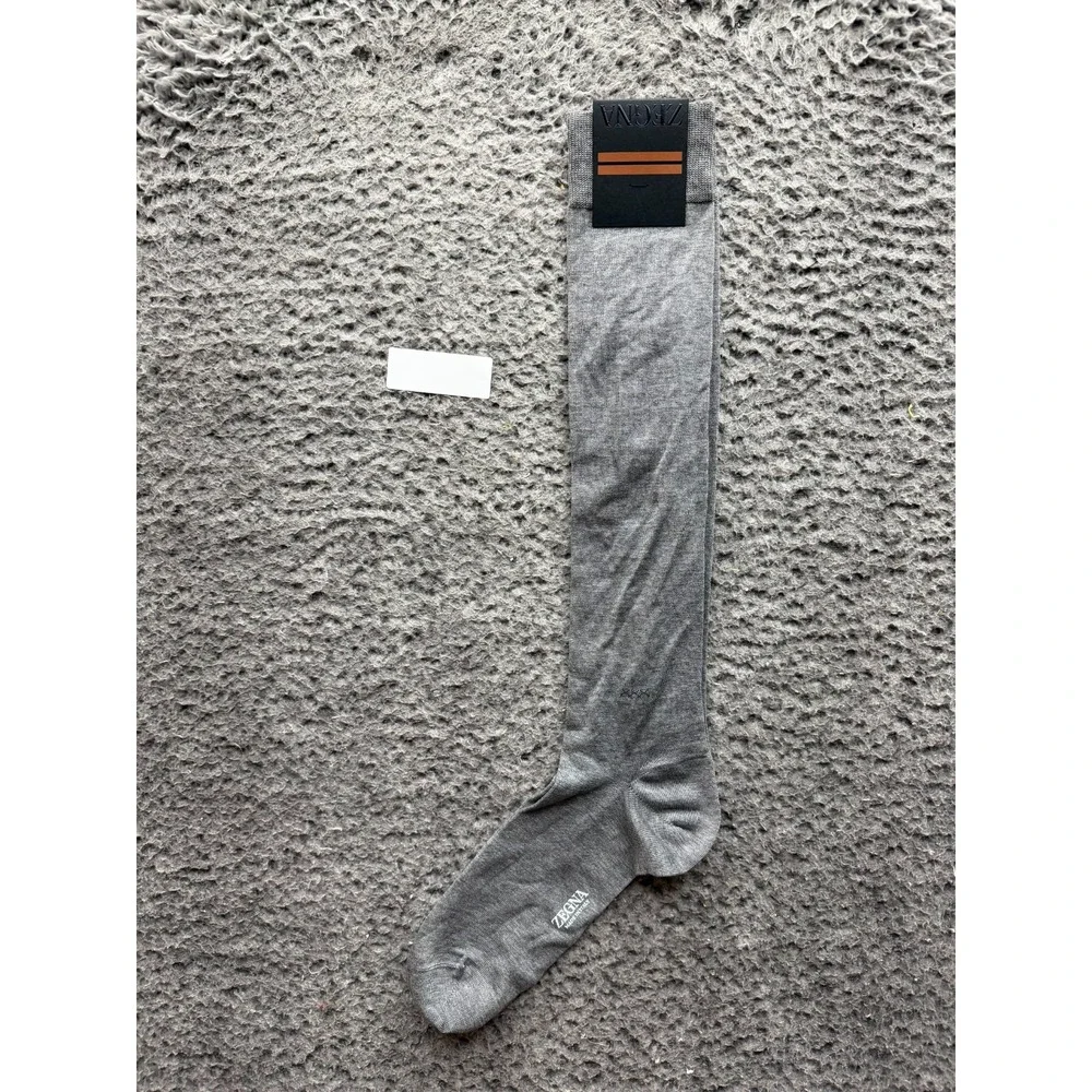 NWT Ermenegildo Zegna Everyday Triple X Knee Sock Melange Grey One Size Unisex